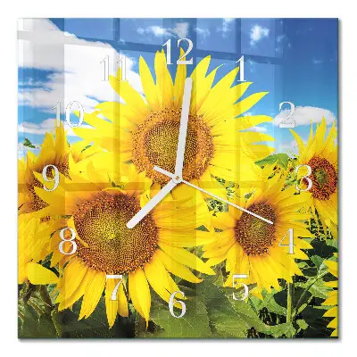 Quadratische wanduhr Sonnenblumen