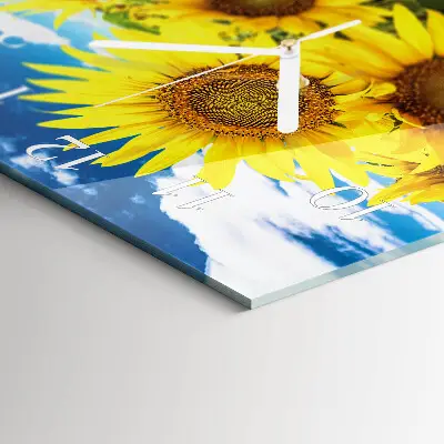 Quadratische wanduhr Sonnenblumen