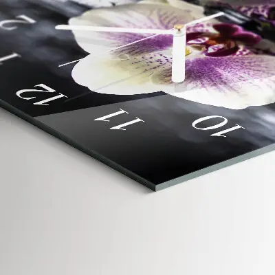 Glasuhr quadratisch Orchidee