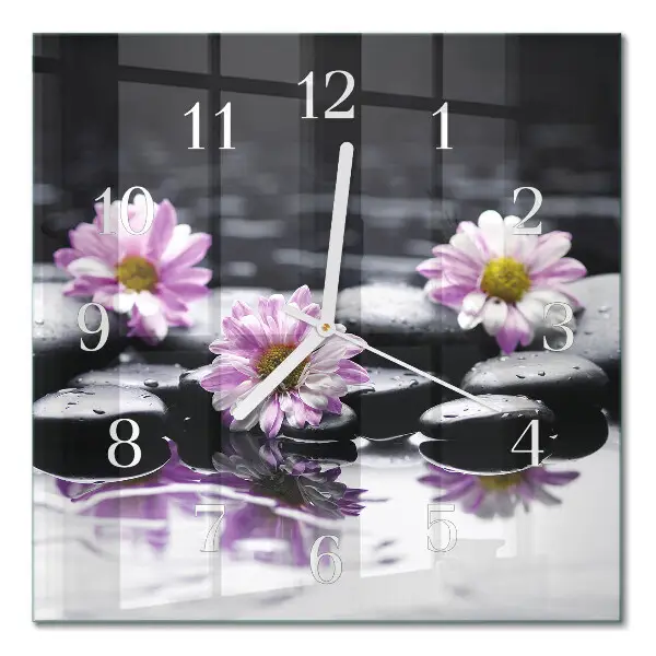 Quadratische wanduhr modern Blumen