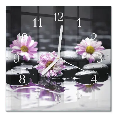 Quadratische wanduhr modern Blumen