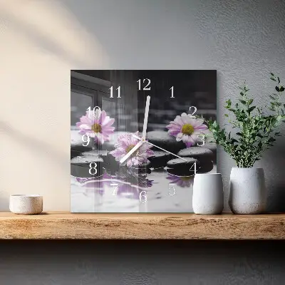 Quadratische wanduhr modern Blumen