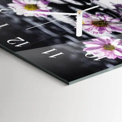 Quadratische wanduhr modern Blumen