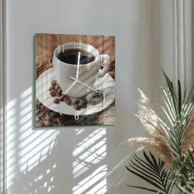 Wanduhr mit motiv quadratisch Kaffee