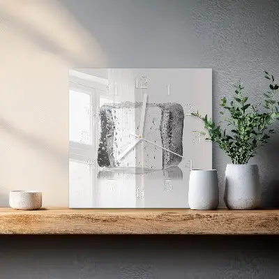 Glasuhr quadratisch Eis