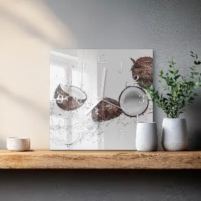 Quadratische wanduhr modern Kokosnüsse