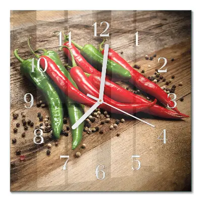 Moderne wanduhr quadratisch Chilischoten