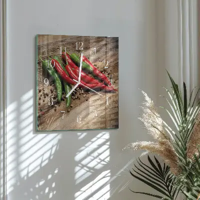 Moderne wanduhr quadratisch Chilischoten