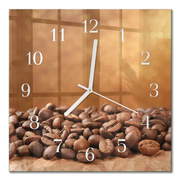 Quadratische wanduhr Kaffeebohnen