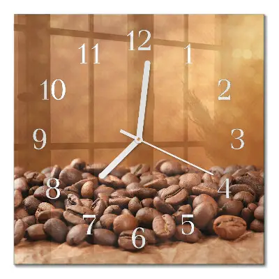 Quadratische wanduhr Kaffeebohnen