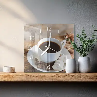 Wanduhr mit motiv quadratisch Kaffee