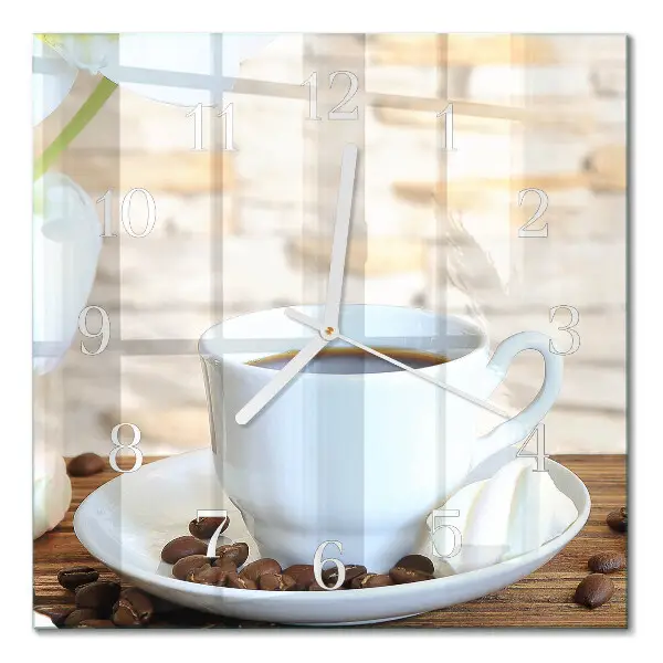 Glasuhr quadratisch Kaffee