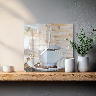 Glasuhr quadratisch Kaffee