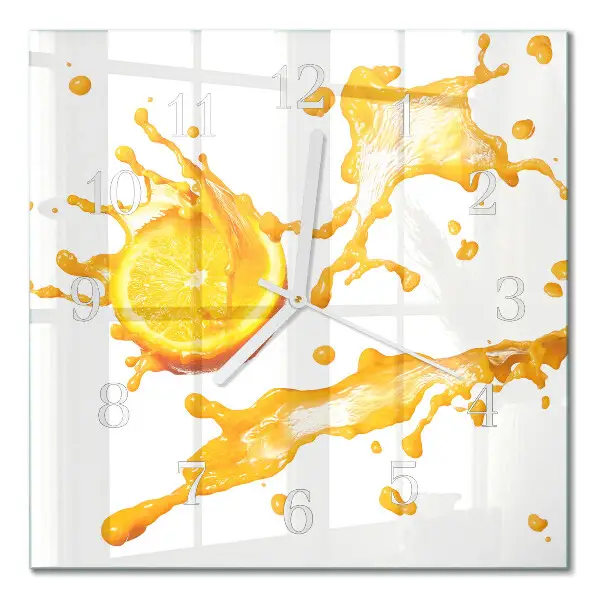 Quadratische wanduhr modern Orangensaft