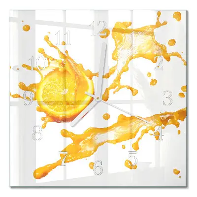 Quadratische wanduhr modern Orangensaft