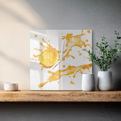 Quadratische wanduhr modern Orangensaft