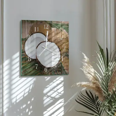 Wanduhr mit motiv quadratisch Kokosnüsse