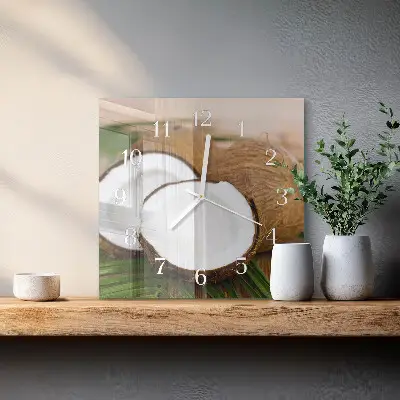 Moderne wanduhr quadratisch Kokosnüsse