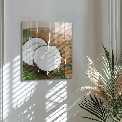 Moderne wanduhr quadratisch Kokosnüsse