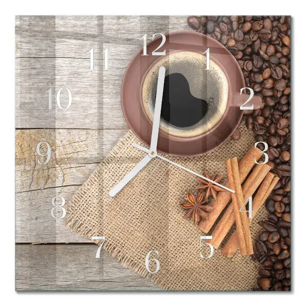 Moderne wanduhr quadratisch Kaffeebohnen
