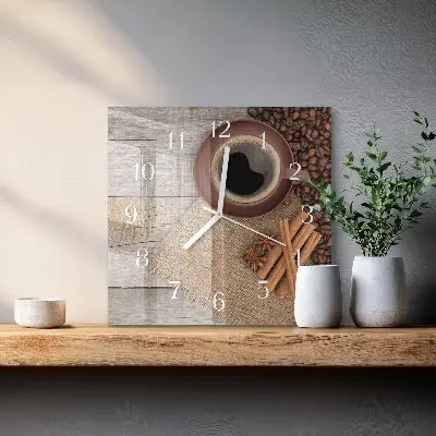 Moderne wanduhr quadratisch Kaffeebohnen
