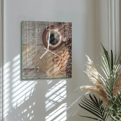 Moderne wanduhr quadratisch Kaffeebohnen