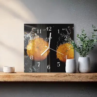 Glasuhr quadratisch Orangen