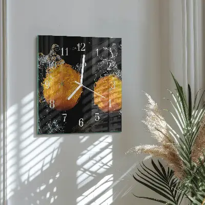 Glasuhr quadratisch Orangen