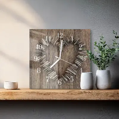 Glasuhr quadratisch Herz