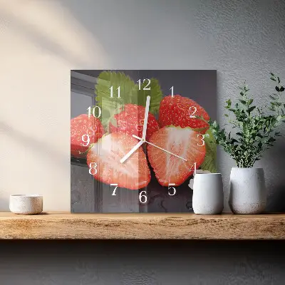 Wanduhr mit motiv quadratisch Erdbeeren