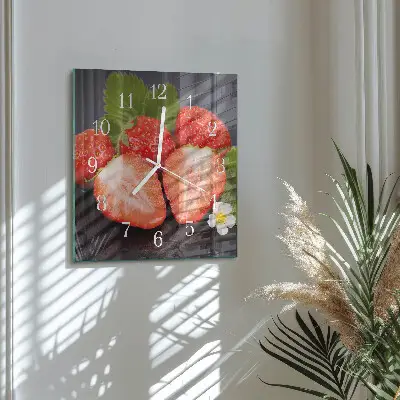 Wanduhr mit motiv quadratisch Erdbeeren