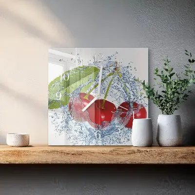 Quadratische wanduhr modern Kirschen