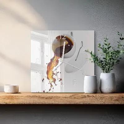 Quadratische wanduhr Kaffee
