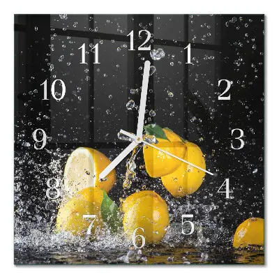 Quadratische wanduhr modern Zitronen