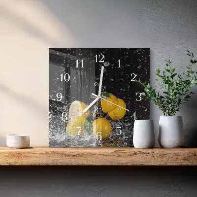 Quadratische wanduhr modern Zitronen