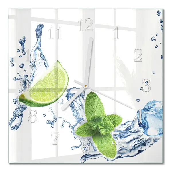 Moderne wanduhr quadratisch Minze mit Limette