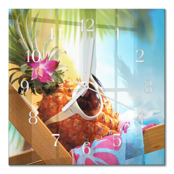 Quadratische wanduhr modern Ananas