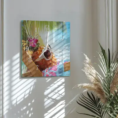 Quadratische wanduhr modern Ananas