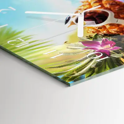 Quadratische wanduhr modern Ananas