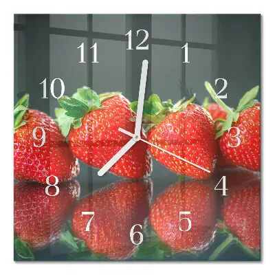 Quadratische wanduhr Erdbeeren
