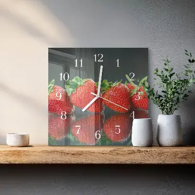 Quadratische wanduhr Erdbeeren
