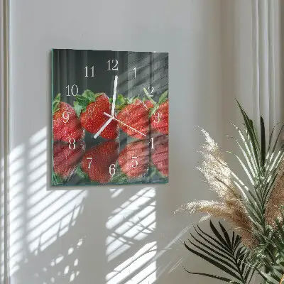 Quadratische wanduhr Erdbeeren
