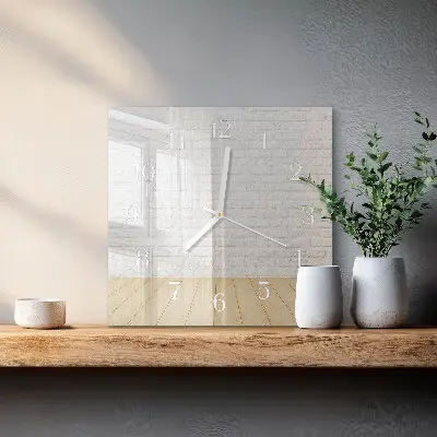 Glasuhr quadratisch Ziegel