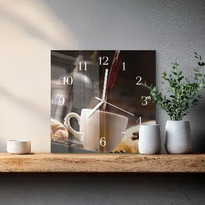 Quadratische wanduhr modern Kaffee