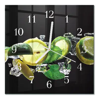 Quadratische wanduhr Zitrone und Limette