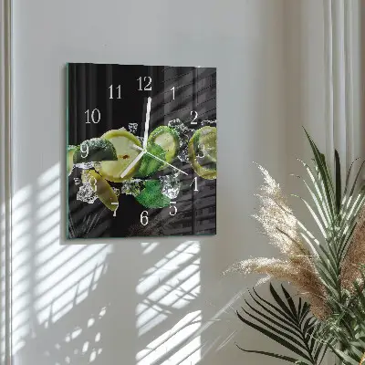 Quadratische wanduhr Zitrone und Limette