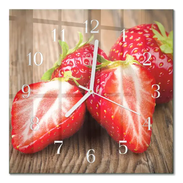 Quadratische wanduhr modern Erdbeeren