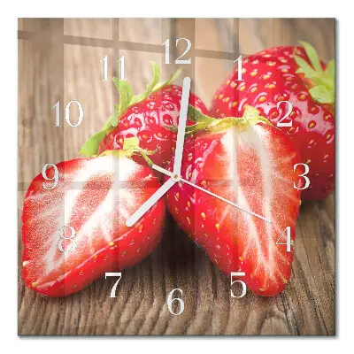 Quadratische wanduhr modern Erdbeeren