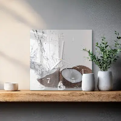 Quadratische wanduhr Kokosnüsse