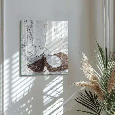 Quadratische wanduhr Kokosnüsse